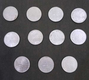 Indian Two Rupee Cross Coin 11 Piece
