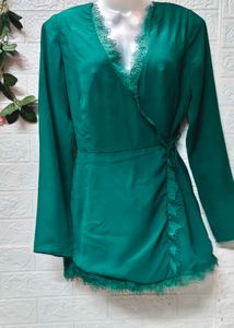 Size Extra S/S Green Lace Wrap Jumpsuit 🎁🎉 Offer
