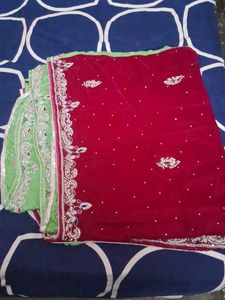 It Is Gorgeous Magenta Velvet Work Saree