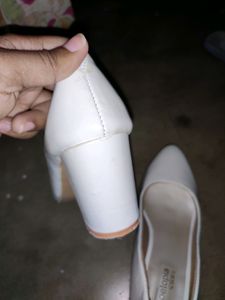 White Bellies With Block Heels