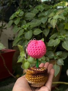 Crochet Flower Pot Keychain