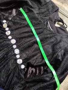 Black Embellished Dress with Cape