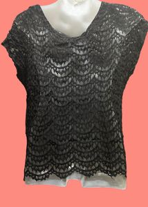 Latin Quaters Women’s Black Lace / Net Top