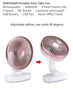 SHAYONAM Portable Desk Table Fan