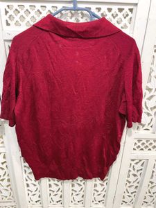 🎀Red Floral Embellished Top A