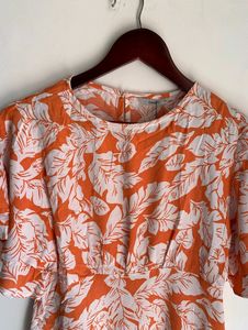 Only Brand Floral Printed Orange Top For Women