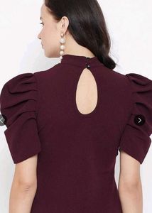 Burgundy Puff Sleeve Top