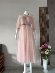 Pink stone studded tulle gown