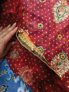 Red &amp; Gold Dupatta Fabric