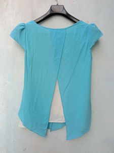 New With Tag Korean Blue Flare Crop Top