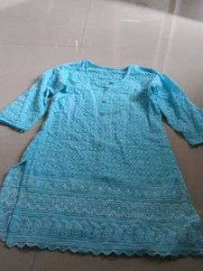 Light Blue Embroidered Kurti