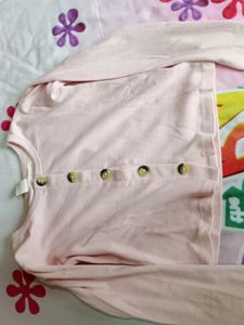 Cute Baby Pinkinsh Peach Buttoned Crop Top