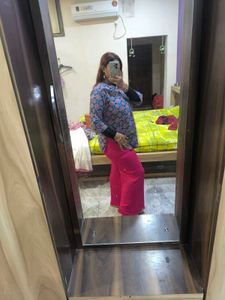 Pink Palazzo Pants with Gold Detail