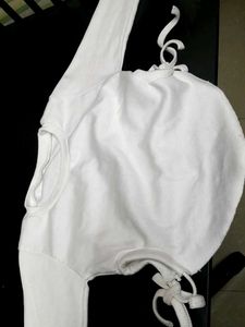 White Crop Top With Side Tie-ups