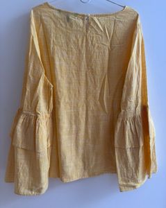 Yellow Ruffle Sleeve Blouse