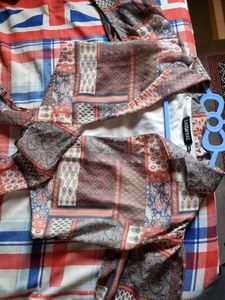 Boho Print Tie-Front Top