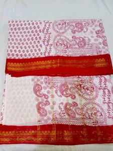 Red Zari Border South Cotton Saree