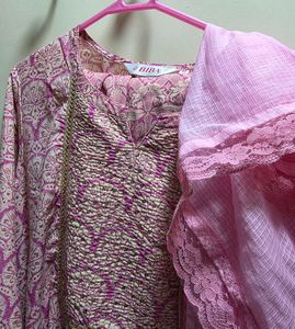 Biba Pink Printed Kurta Set