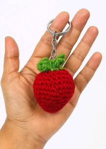Homemade Crochet strawberry keychain