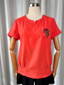 🚀🚀24Hrs EOS SALE🚀🚀Orange Tee with Rose Patch