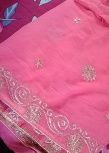 women peach color saree