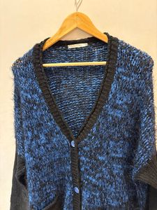 Blue &amp; Black Knit Imported Cardigan