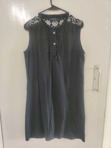 Dress In Eyelets - Deep Blue Colour - Knit
