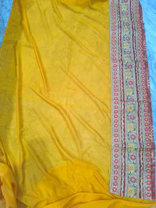 Yellow And Red Rajasthani Tie Dye Heavy Work Saree