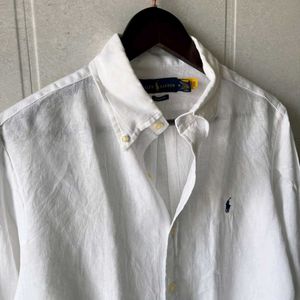 Ralph Lauren White Linen Button Down - M