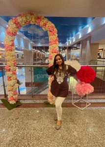 Brown Chikankari Short Kurti With White Legging
