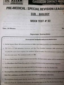 Allen Mock Papers For Neet