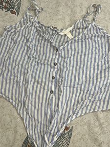 Striped Button-Down Tank Top