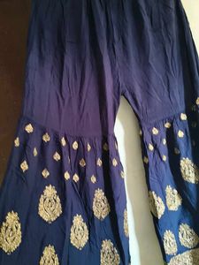 Golden Embroidery Dark Blue Sharara