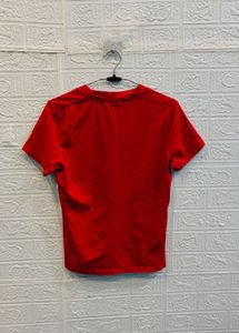 Adidas Red V-Neck T-Shirt