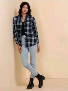 Black Shirts for Women Plaid Flannel Shirt