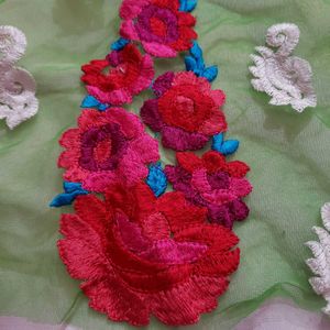 Green Embroidered Material