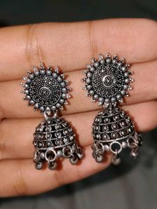 Oxidized Jhumka Earrings with ring 💍