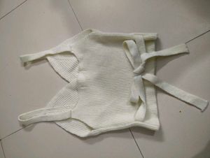 white woollen bralette