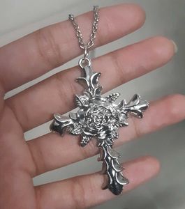 Rose Cross Pendant With Chain