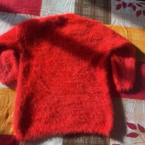 Red Fuzzy Knit Sweater