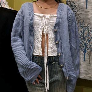 Blue Knit Cardigan