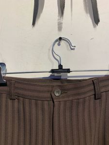 Striped Brown Casual Trousers