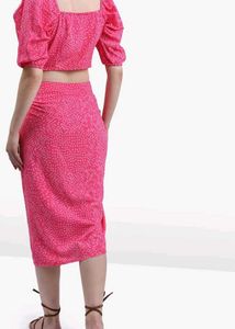 Ketch Pink Puff Sleeve Top and skirt
