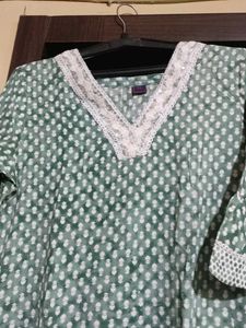Green Printed Kurta Set
