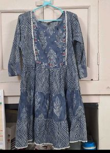 Elegant Blue Printed Short Kurta