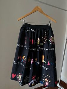 Inspired Children Painting MIKADO Silk MIDI Skirt