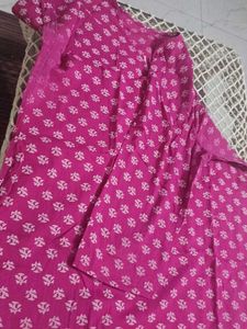 Anouk Pink &amp; White Printed Kurta