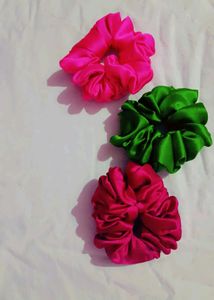 Colorful Satin Scrunchies - 3 Pack