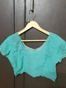 Sea Green Saree With Blouse