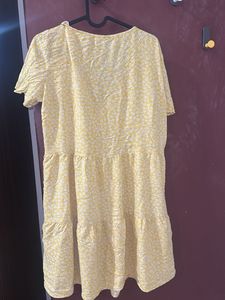 Yellow Floral Tiered Dress